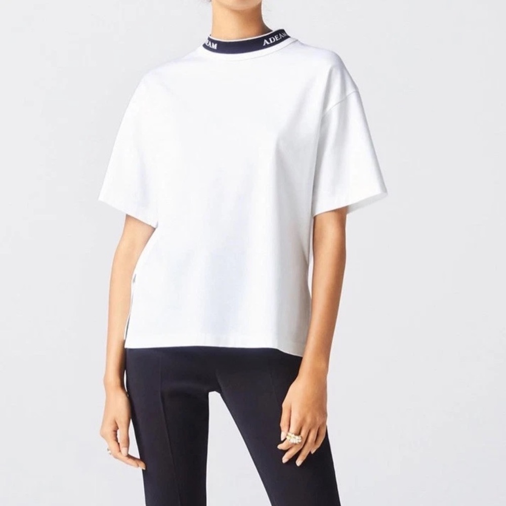 Adeam x Naomi Osaka unisex white basic t shirt w black logo collar M